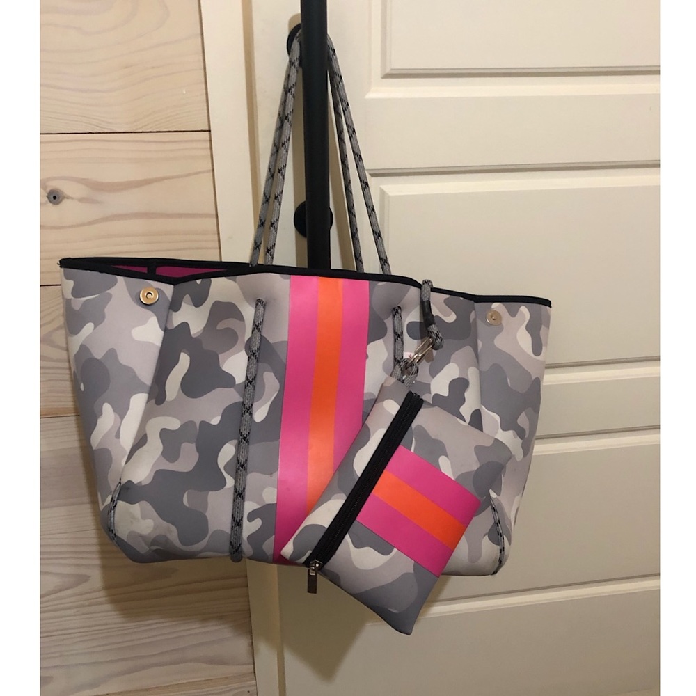 Gray Camo Neoprene Tote